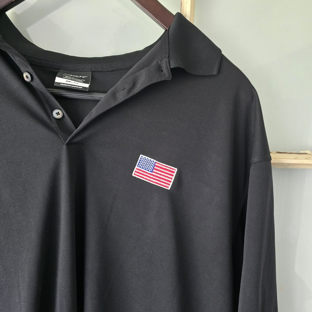 Nike Black Polo Shirt with Flag Patch